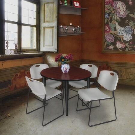 Regency Kahlo Round Table & Chair Sets, 42 W, 42 L, 29 H, Wood, Metal, Polypropylene Top, Mahogany TPL42RNDMHBK44GY